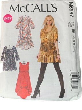 McCall's M6987 Women's Dress Patterns Size 14 16 18 20 22 2014